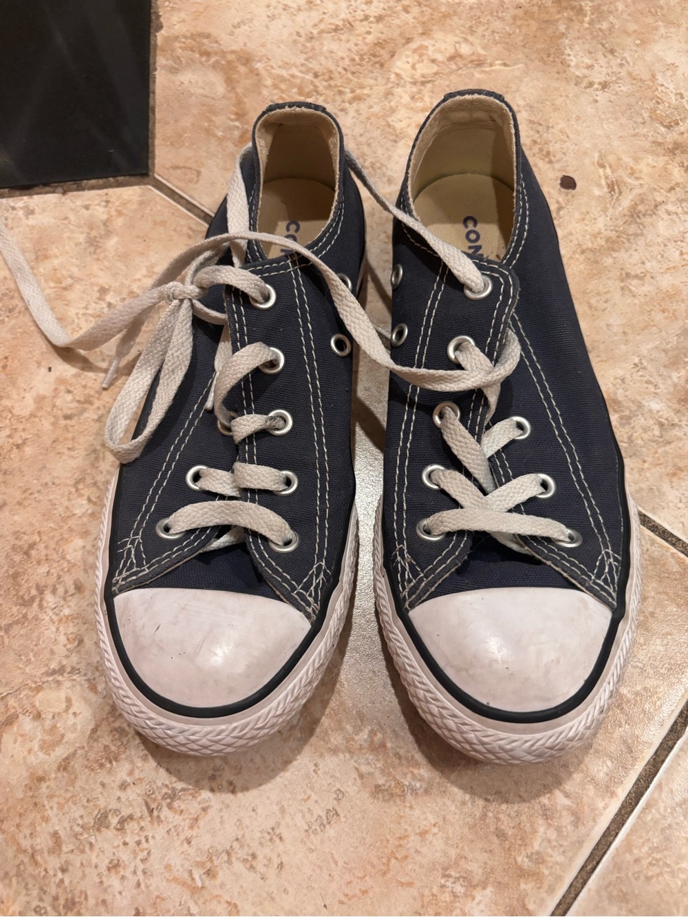 Converse Kids Low-Top Canvas Sneakers in Navy and White